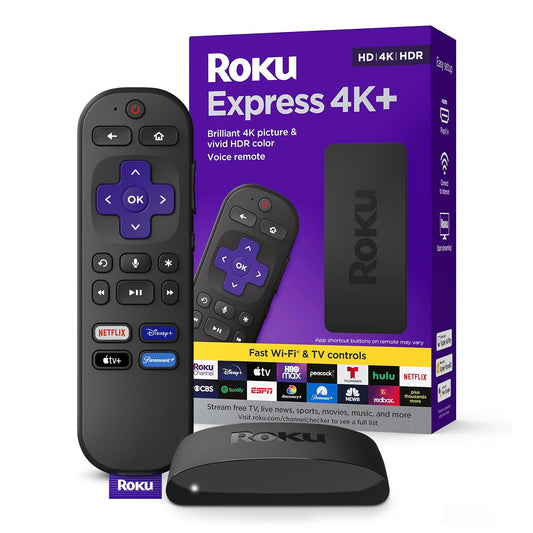 Roku Express 4K+ | Roku Streaming Device 4K/HDR, Roku Voice Remote, Free & Live TV Home Entertainment by Roku