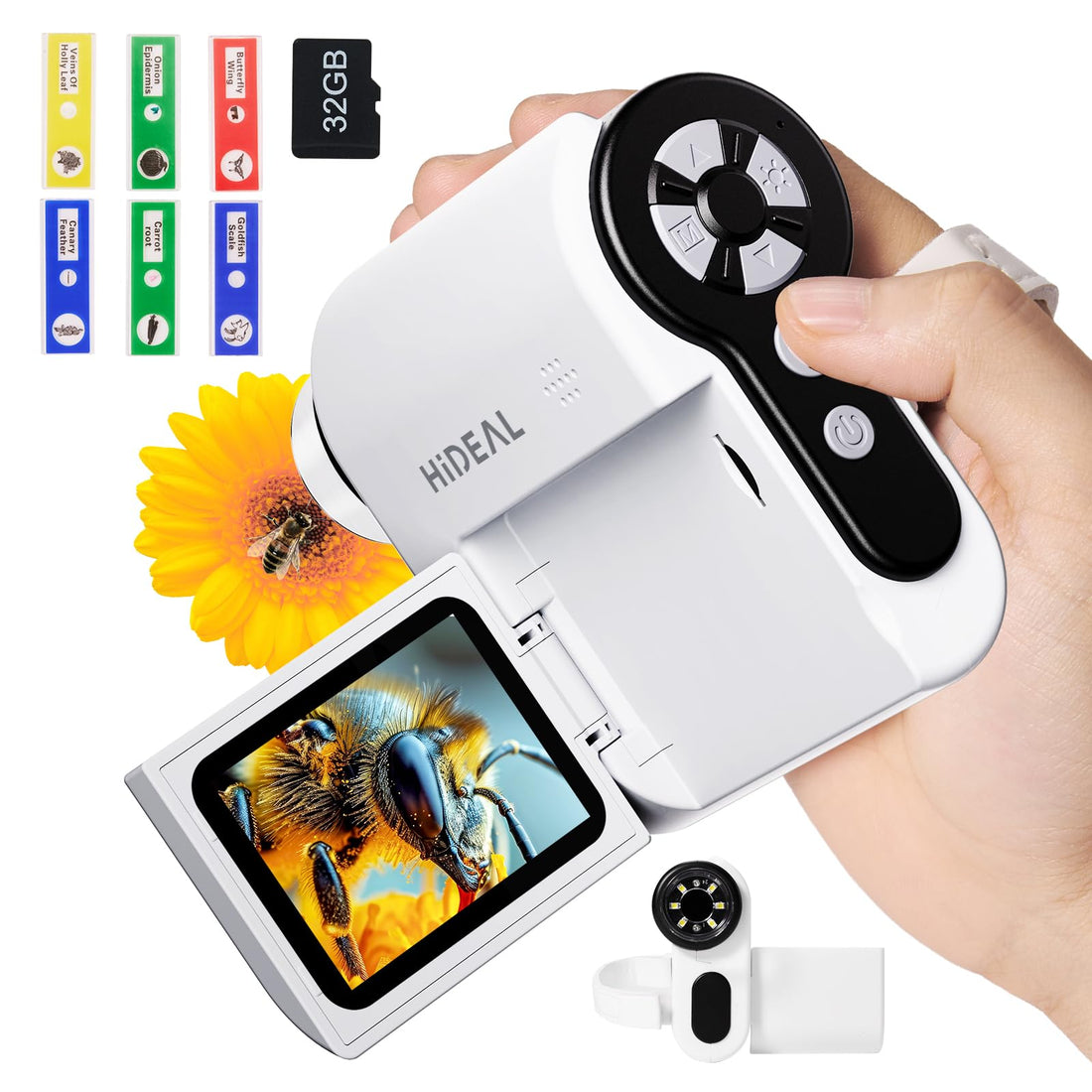 Hideal HP20 Microscope for Kids 1000X [3-in-1] [Easy and Fun] 2" IPS Portable Handheld Microscope Miniscope, Pocket Mini