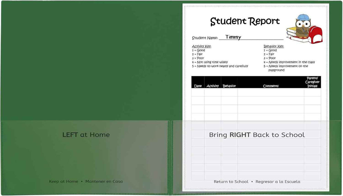 C-Line Classroom Connector School-to-Home Folders, Green, 25 per Box (32003)