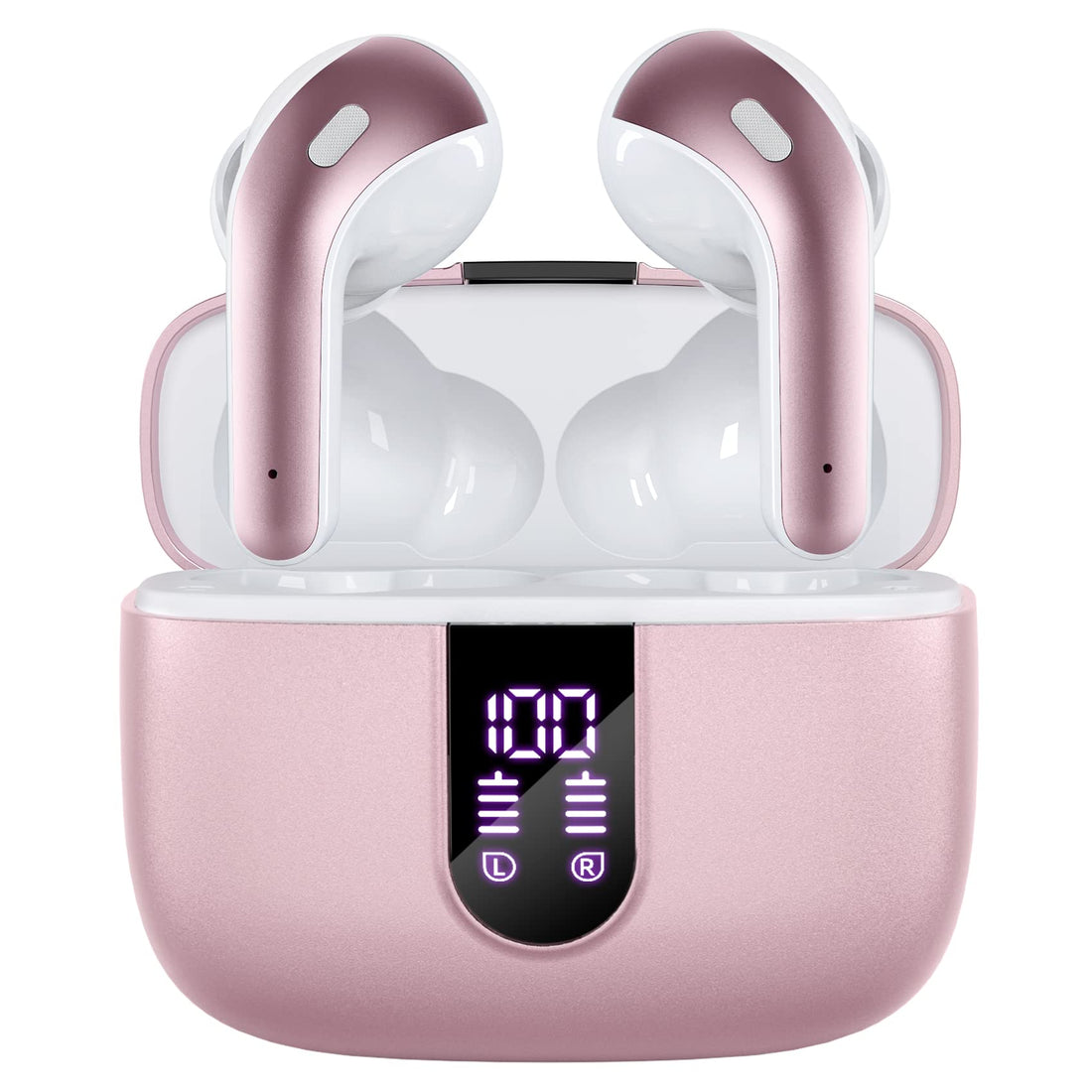 TAGRY Bluetooth Headphones True Wireless Earbuds 60H Playback LED Power Display Earphones with Wireless Charging Case IPX5