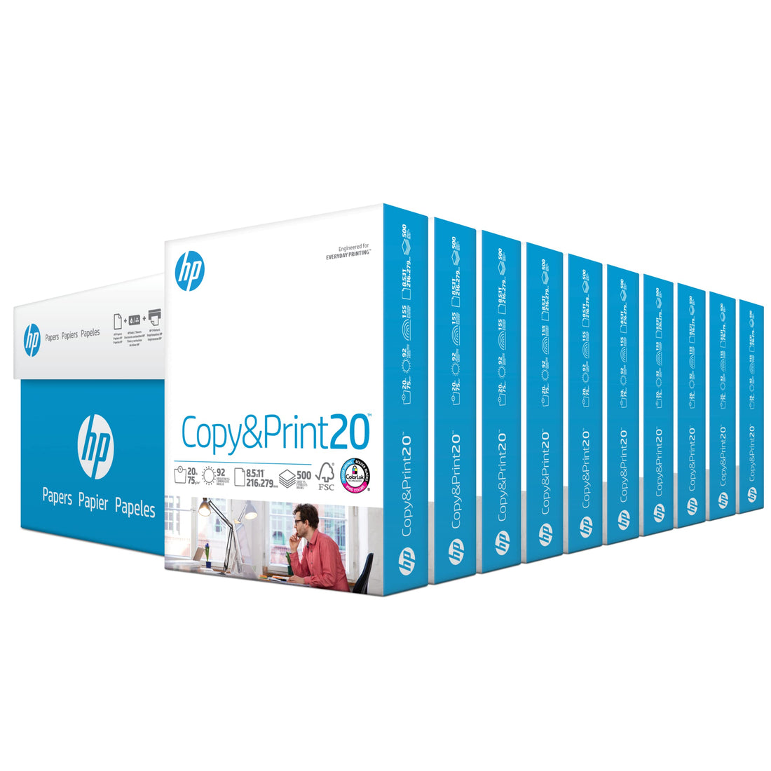 HP Printer Paper | 8.5 x 11 Paper | Copy &Print 20 lb | 10 Ream Case - 5,000 Sheets | 92 Bright | Made in USA - FSC Certified | 200060C - PCTechSupply.com