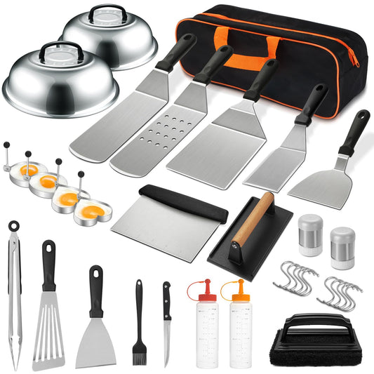 35PCS Griddle Accessories Kit, Flat Top Grill Accessories Set for Blackstone and Camp Chef, Grill Spatula Set with Enlarged