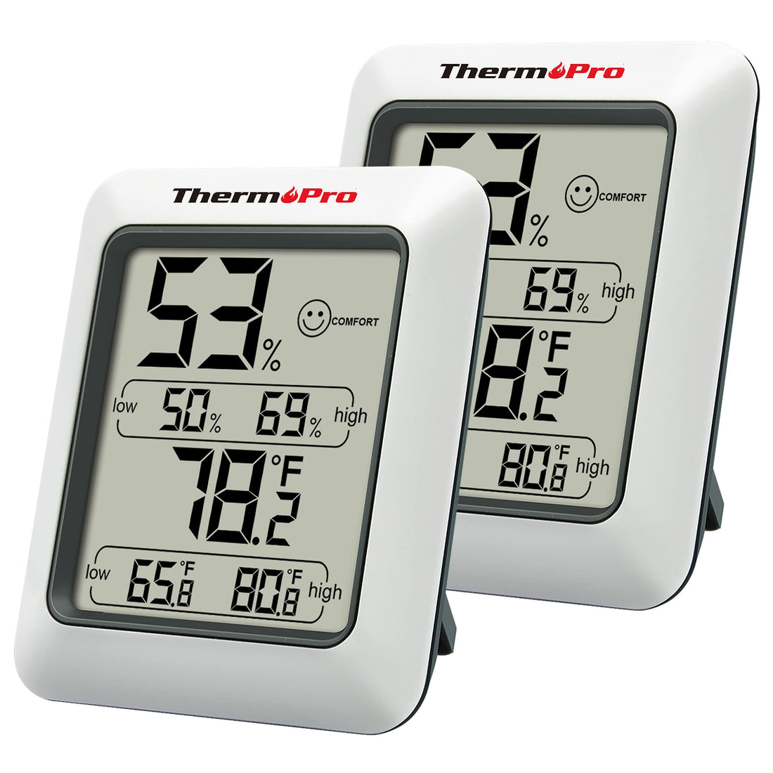 ThermoPro TP50 2 Pieces Digital Hygrometer Indoor Thermometer Room Thermometer and Humidity Gauge with Temperature Humidity
