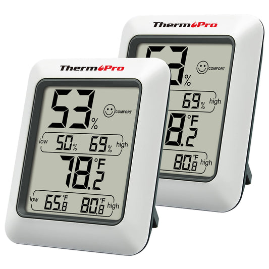 ThermoPro TP50 2 Pieces Digital Hygrometer Indoor Thermometer Room Thermometer and Humidity Gauge with Temperature Humidity