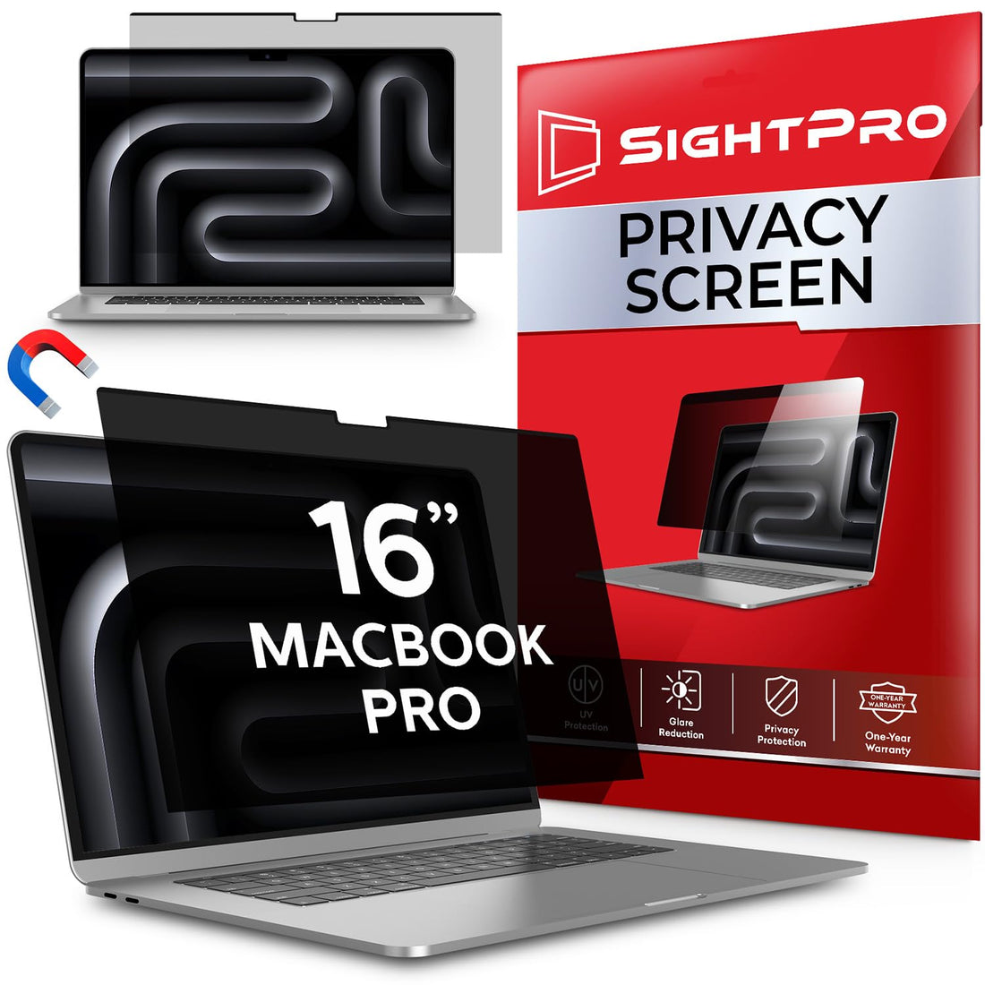 SightPro Magnetic Privacy Screen for MacBook Pro 16 Inch (2021-2024, M1, M2, M3, M4, Pro, Max) Removable Laptop Privacy
