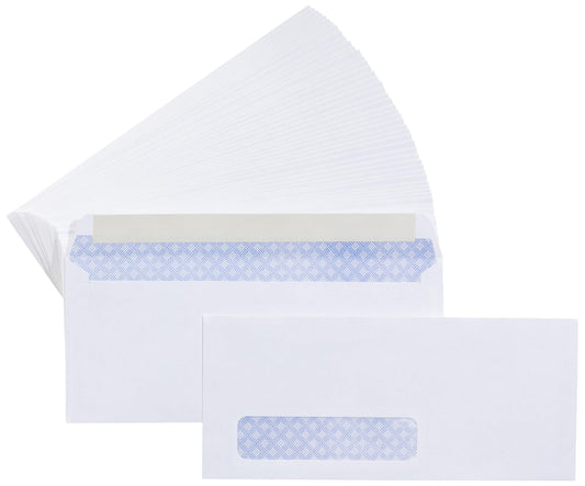 Amazon Basics #10 Security-Tinted Self-Seal Business Envelopes with Left Window, Peel & Seal Closure - 500-Pack, White - PCTechSupply.com