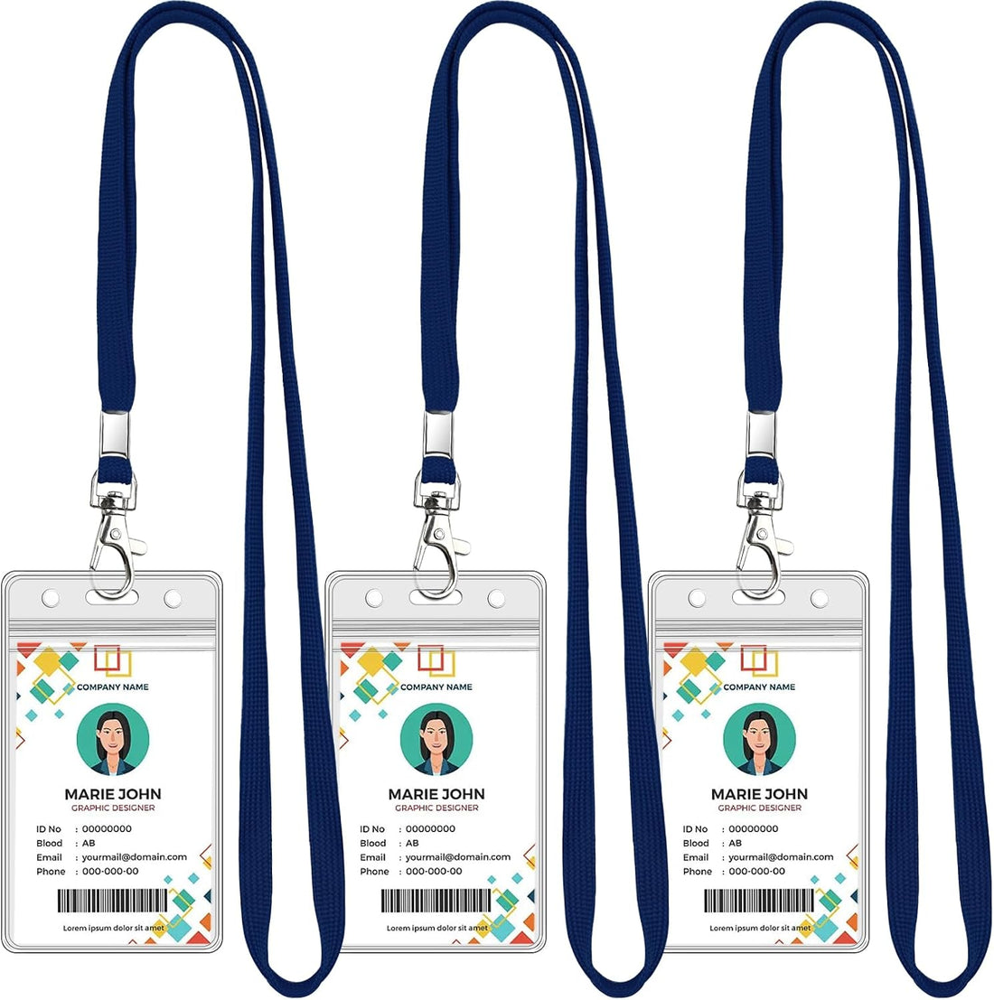 Koorito 3 Pack Clear ID Badge Holder with Lanyard