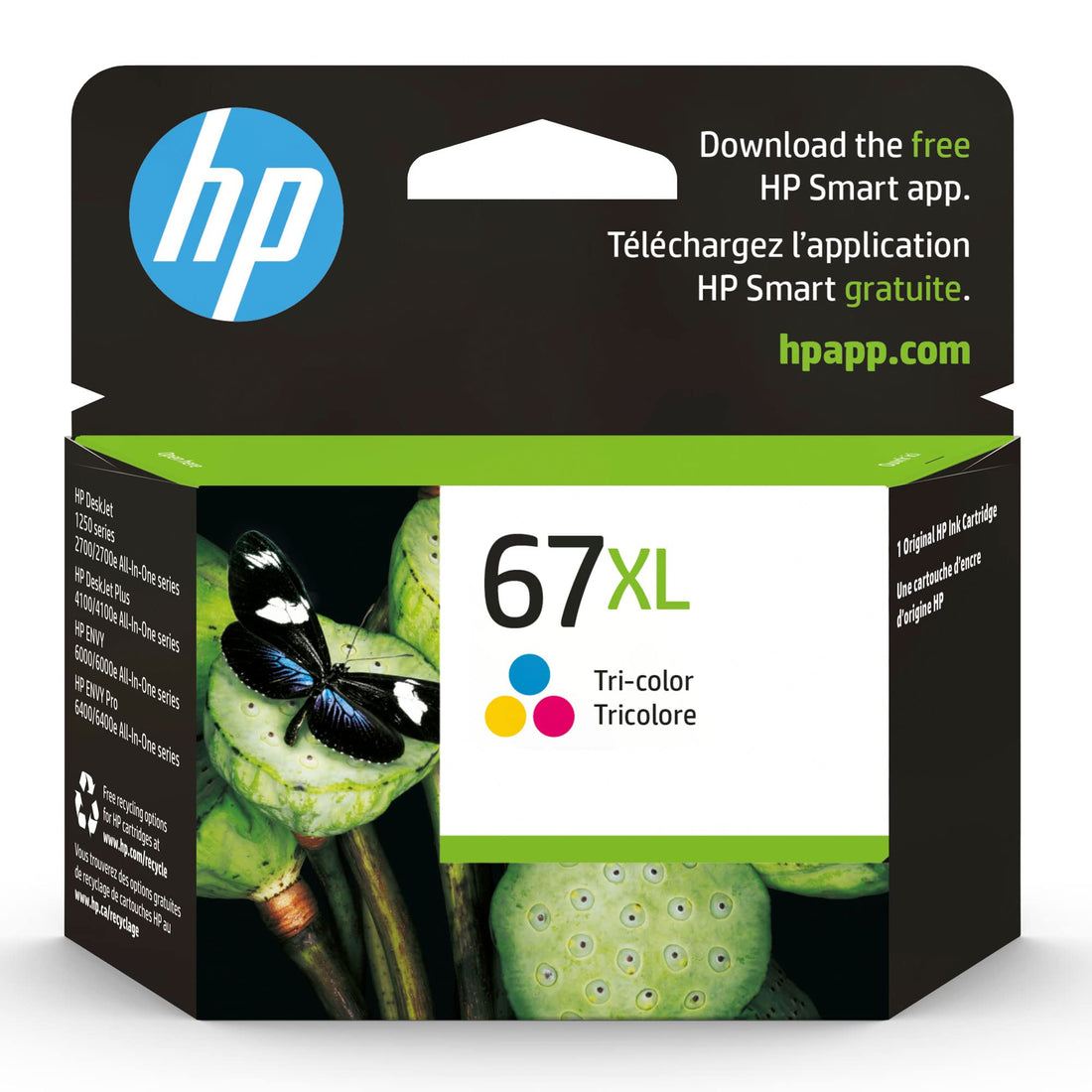 HP 67XL Tri-color High-yield Ink Cartridge | Works with HP DeskJet 1255, 2700, 4100 Series, HP ENVY 6000, 6400 Series |