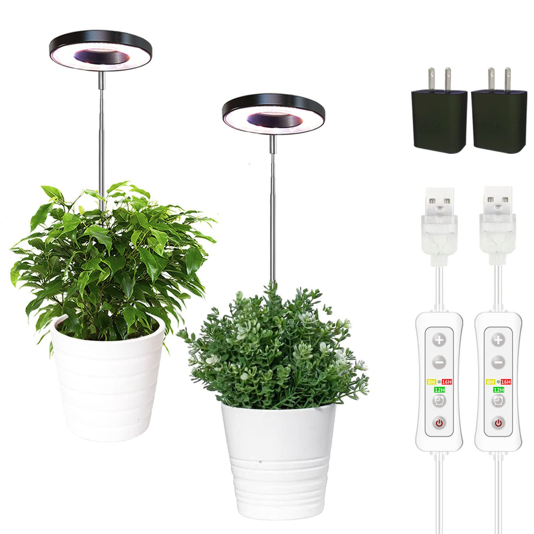 yadoker Plant Grow Light, LED Growing Light Full Spectrum for Indoor Plants,Height Adjustable, Automatic Timer, 5V Low Safe