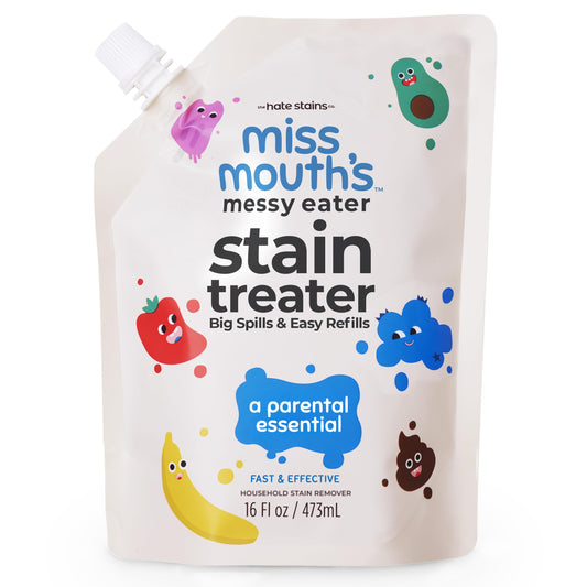 Miss Mouth's Messy Eater Stain Treater - 16oz Refill - Newborn & Baby Essentials - No Dry Cleaning Food, Grease, Coffee Off