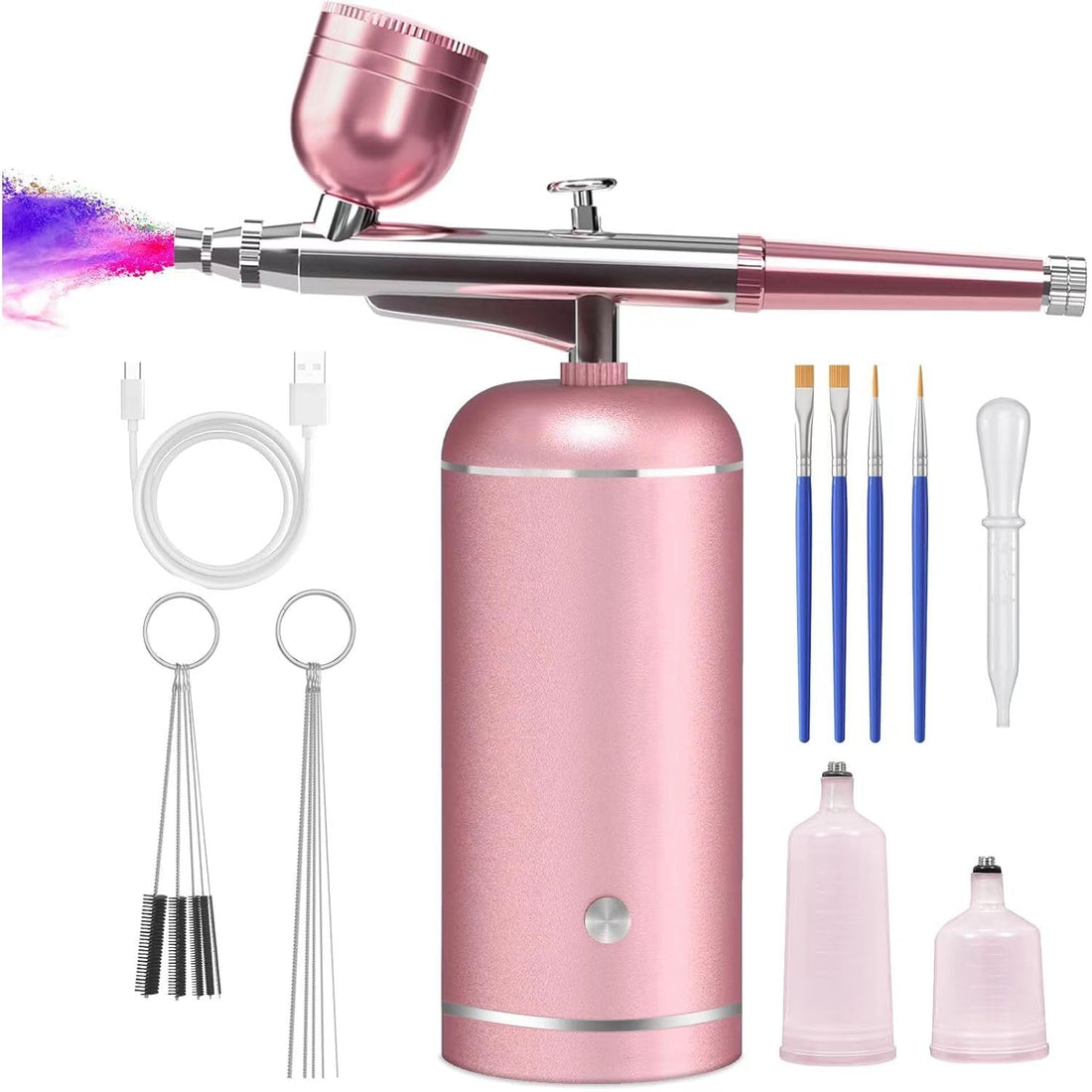 Airbrush Kit with Compressor - 48PSI High-Pressure, Non-Clogging Air Brush Set Cordless Rechargeable with 0.3mm Nozzle and