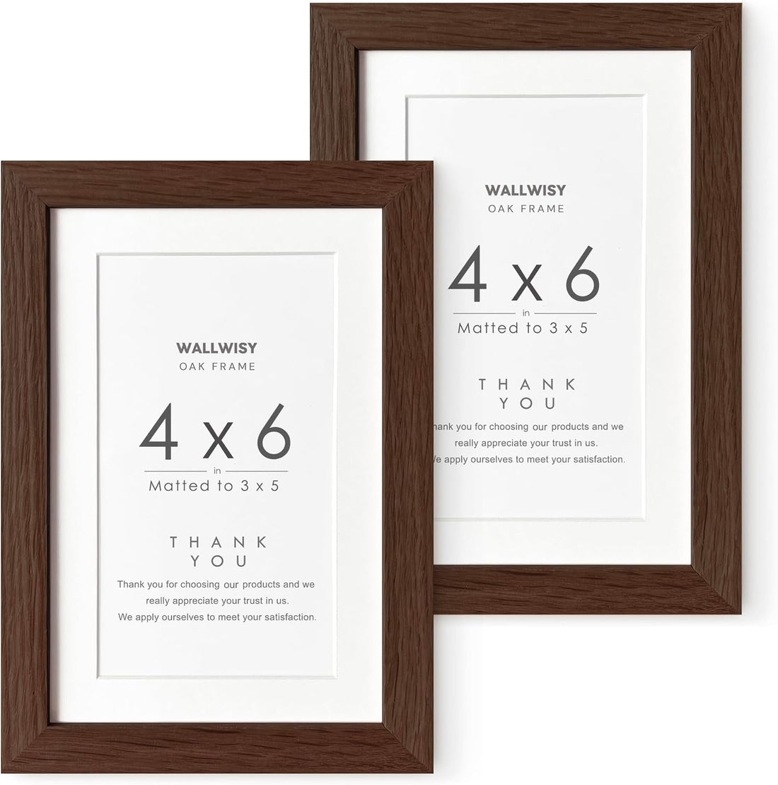 4x6 Picture Frame, Solid Oak Wood 4x6 Picture Frames with Mat to 3x5