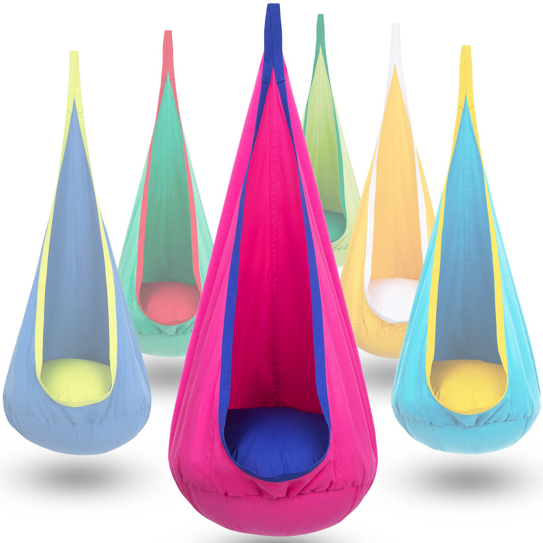Y- STOP Kids Pod Swing Seat, Hanging Hammock Chair with Inflatable Pillow, Sensory Swing Chair for Outdoor and Indoor, Max