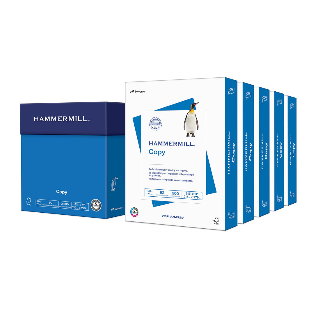 Hammermill Printer Paper, 20 lb Copy Paper, 8.5 x 11 - 5 Ream (2,500 Sheets) - 92 Bright, Made in the USA - PCTechSupply.com