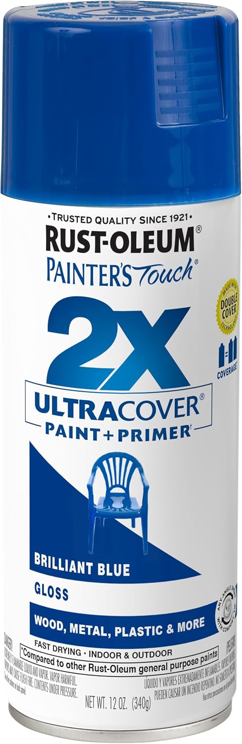 Rust-Oleum Painter's Touch 2X Ultra Cover Spray Paint, Gloss Brilliant Blue