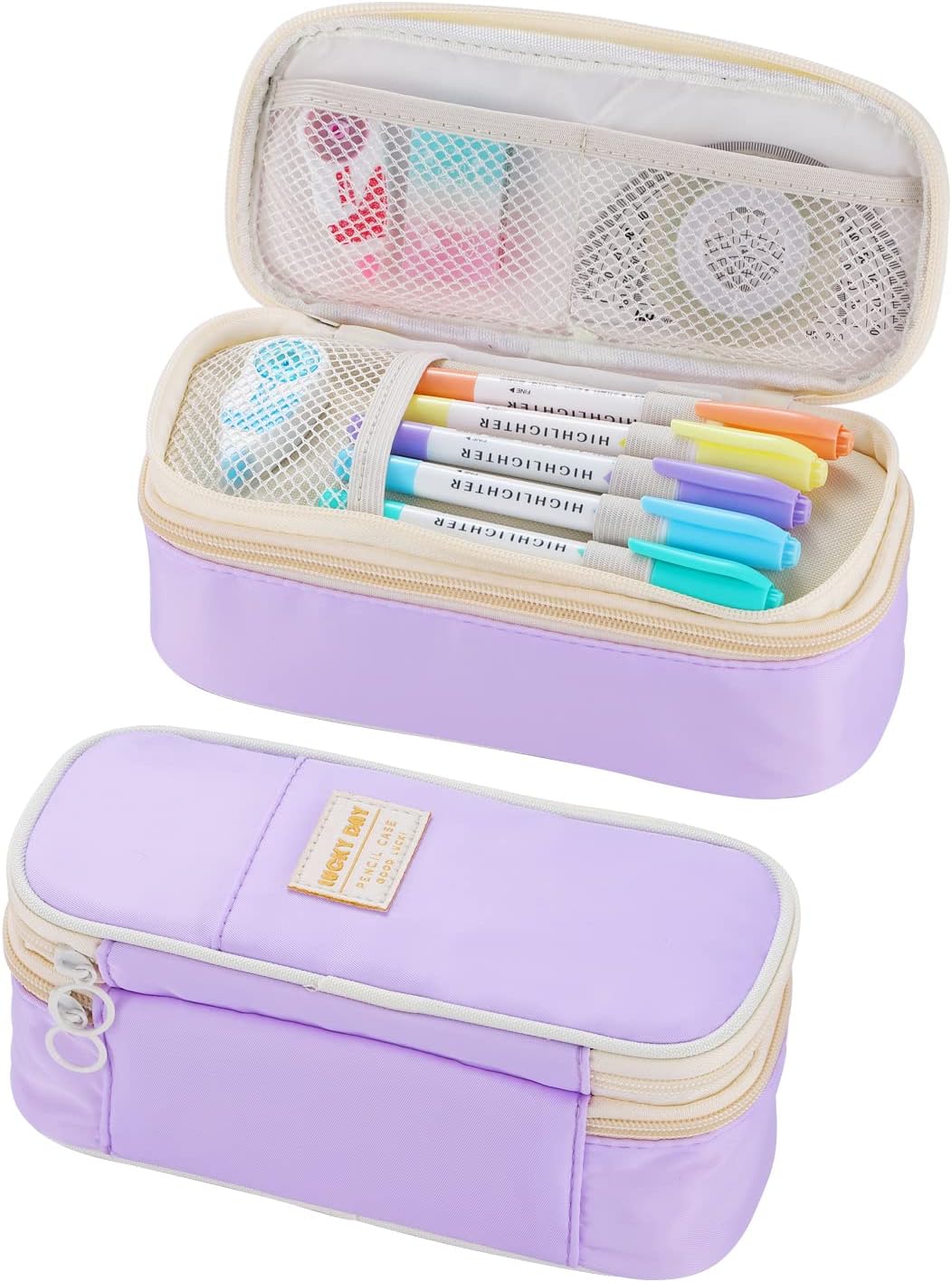 Dugio Large Pencil Case for Girls Kids Teens Big Zipper Pencil Pouch Purple