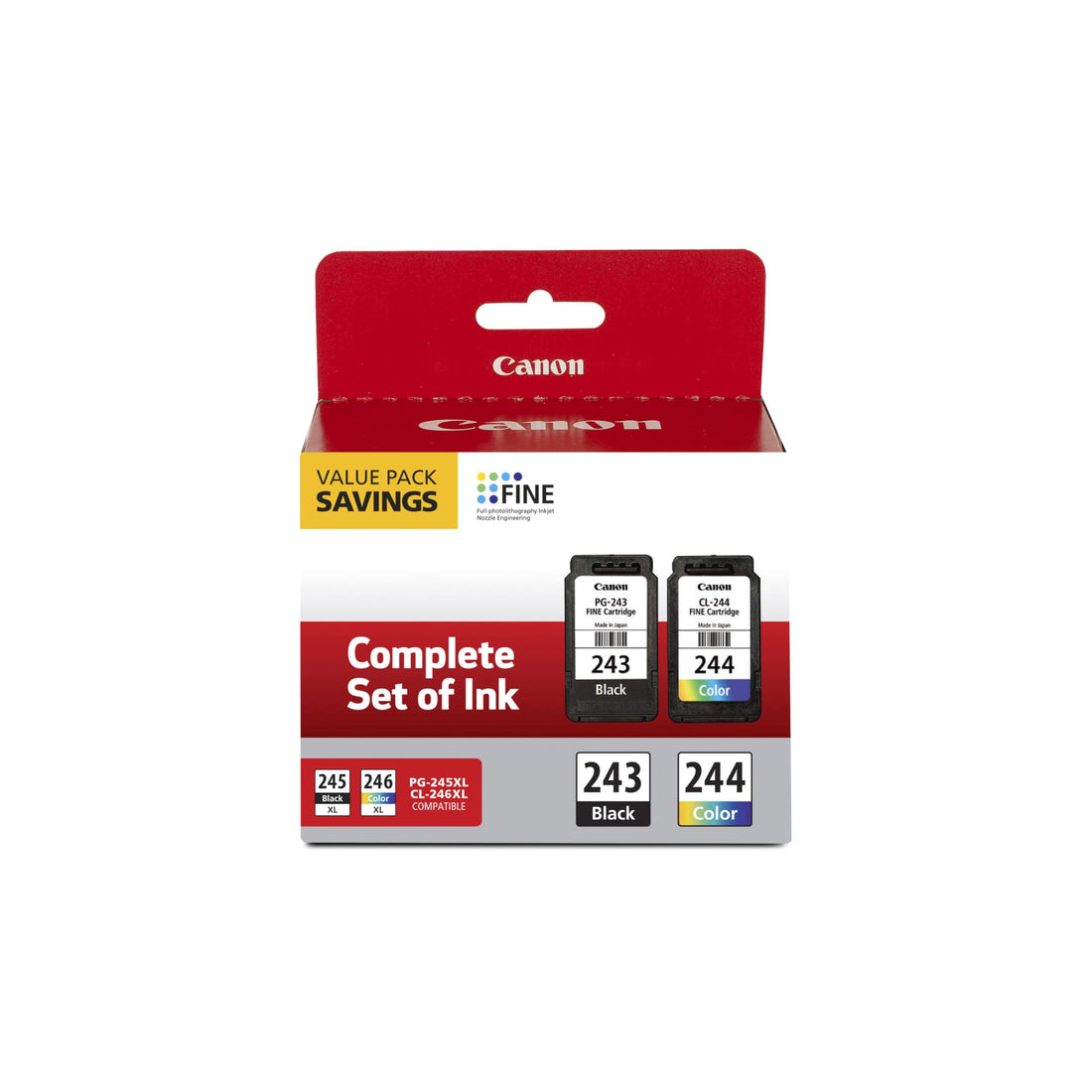 Canon PG-243 / CL-244 Genuine Ink Value Pack (2 Cartridges), Compatible with iP2820, MX492, MG2420/2520/2920/2922/2924/3020/2522/2525, TS3120/302/302a/202/4520/3320 - PCTechSupply.com
