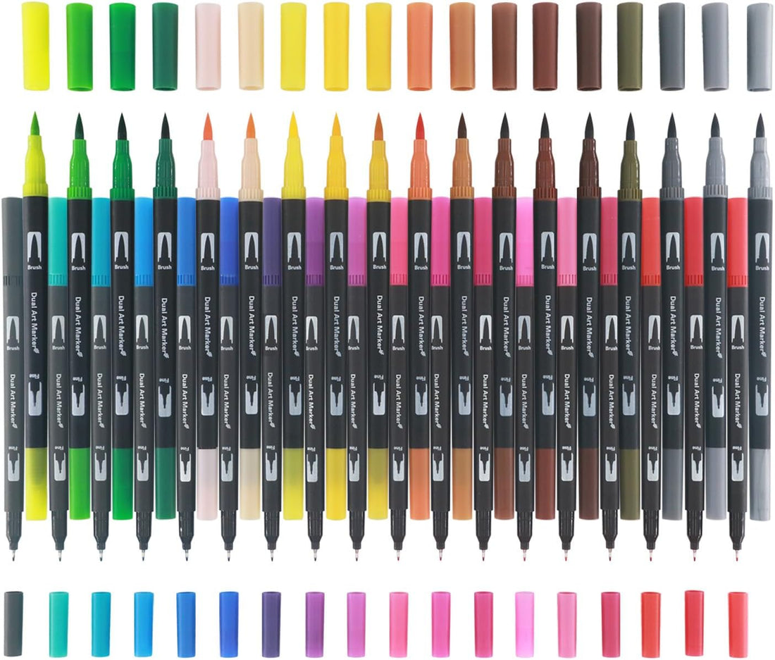 Markers for Adult Coloring Books No Bleeding_36 Brush Tip Markers