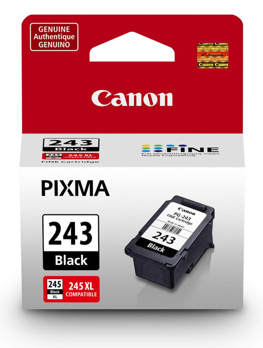 Canon PG-243 Genuine Black Ink Cartridge, Compatible with iP2820, MX492, MG2420/2520/2920/2922/2924/3020/2525, TS3120/302/302a/202/4520/3320 - PCTechSupply.com