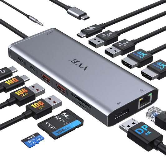USB C Laptop Docking Station Dual Monitor HDMI for Dell/Lenovo/HP Laptop 14 in 1 USB C Hub Multiport Adapter Dongle Dock USB
