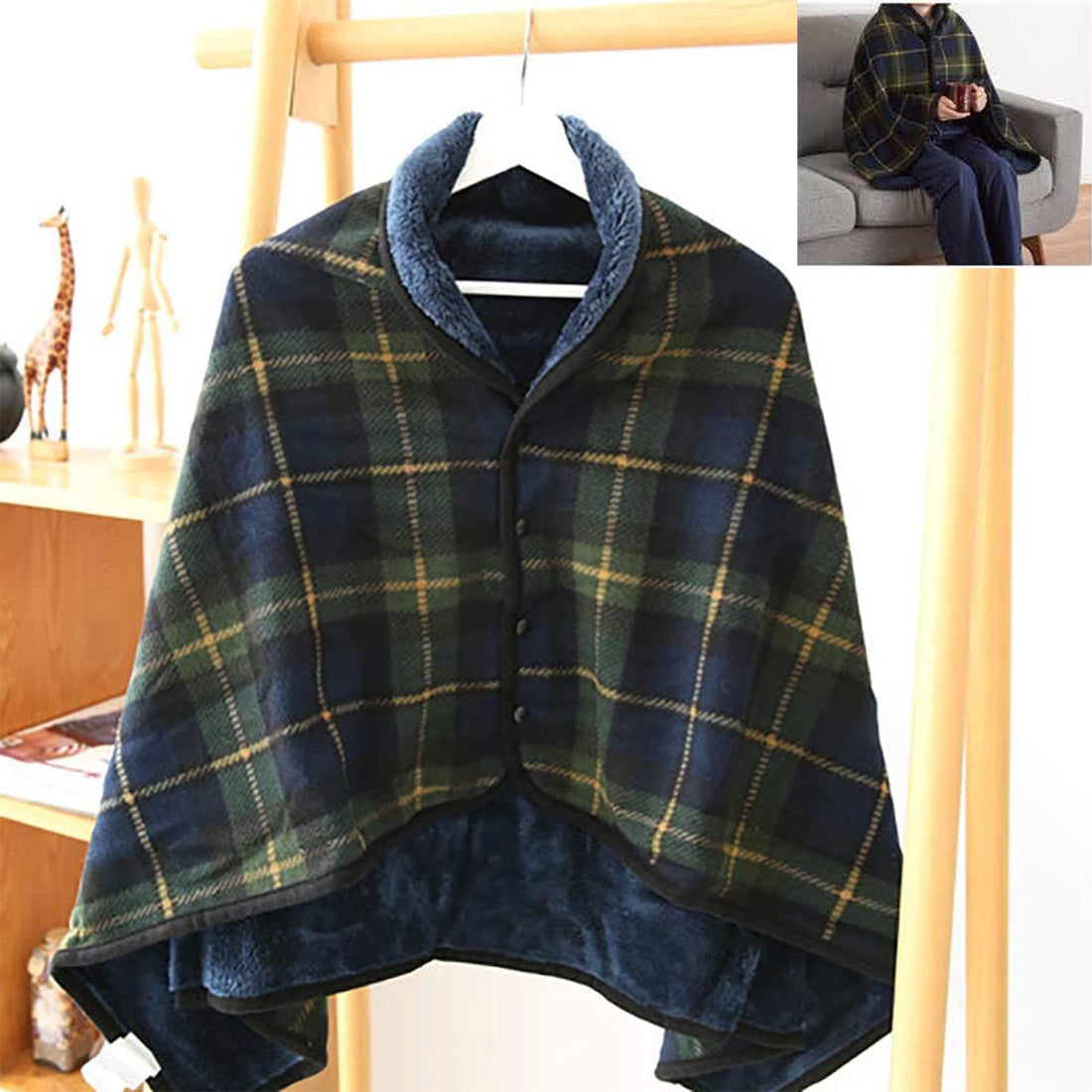 CYHTFGSK Fleece Wheelchair Shawl, Adult Size 80*140CM, Plaid Pattern, Warm and Cozy, Ideal for Camping and Travel Home by