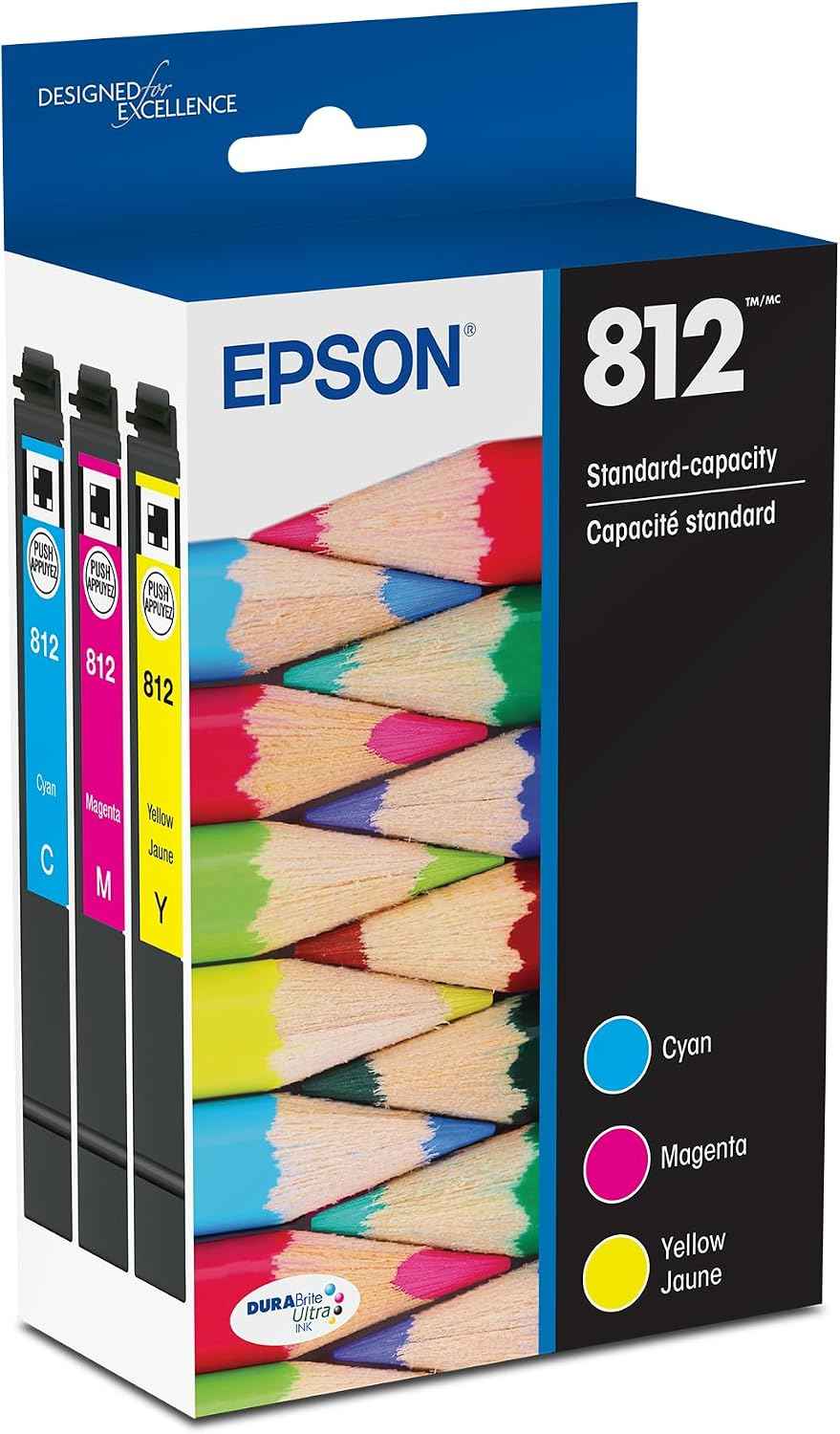 Epson 812 Genuine Ink Standard Capacity 3 Color Combo Pack T812520 | Works With WorkForce Pro WF-7310 WF-7820 WF-7840 EC-C7000 Printers
