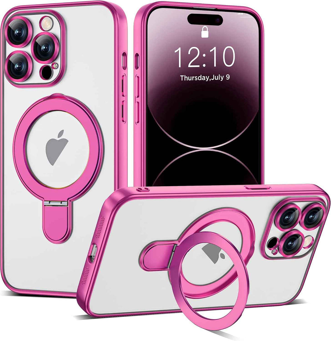 Plating Clear Case for iPhone 14 Pro Max with Stand 6.7", Rose