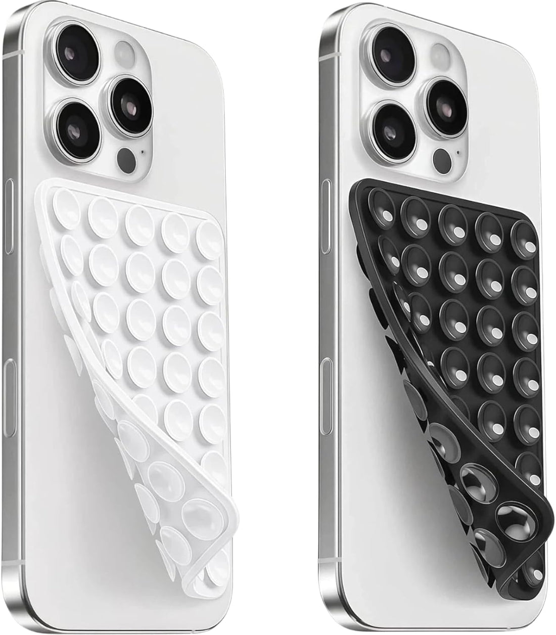 (2 Pack) Suction Cup Phone Case Mount Double Sided, White & Classic Black