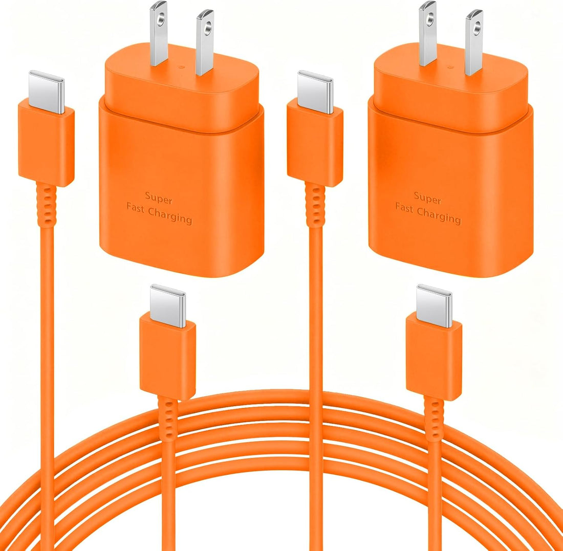 AISNI 2 Pack 25W Type C Charger Fast Charging Block with 10 ft Type C Cord-Orange