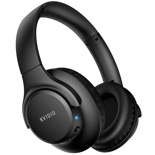 KVIDIO Bluetooth Headphones Over Ear, 65 Hours Playtime Wireless Headphones with Microphone, Foldable Lightweight Headset