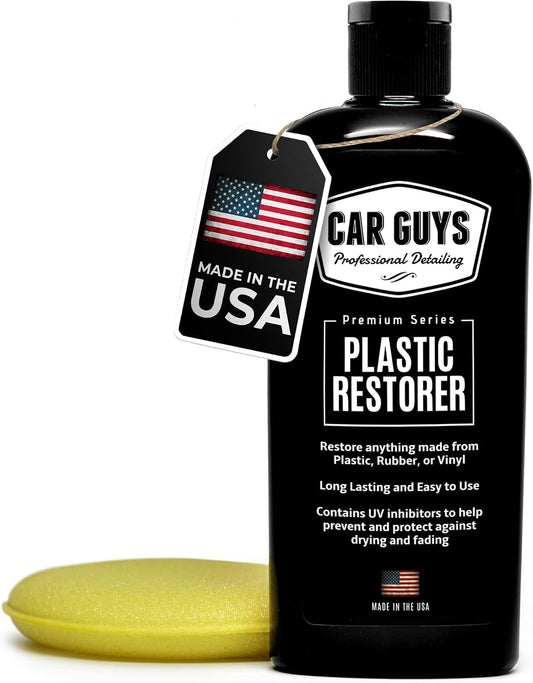CarGuys Plastic Restorer | Bring Plastic, Rubber, and Vinyl Back to Life! | User-Friendly Trim Restorer | Safe Auto Detailing Supplies | 8 Oz Kit with Foam Applicator
