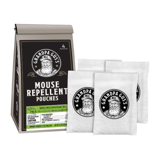 Grandpa Gus's Extra-Strength Mouse Repellent Pouches, Cinnamon/Peppermint Oils Repel Mice from Nesting & Freshen Air in Car/RV/Boat/Garage/Shed/Cabin (Pack of 4) - PCTechSupply.com