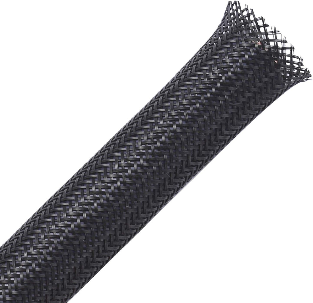25ft - 1/4 inch PET Expandable Braided Sleeving – Black – Alex Tech Braided Cable Sleeve
