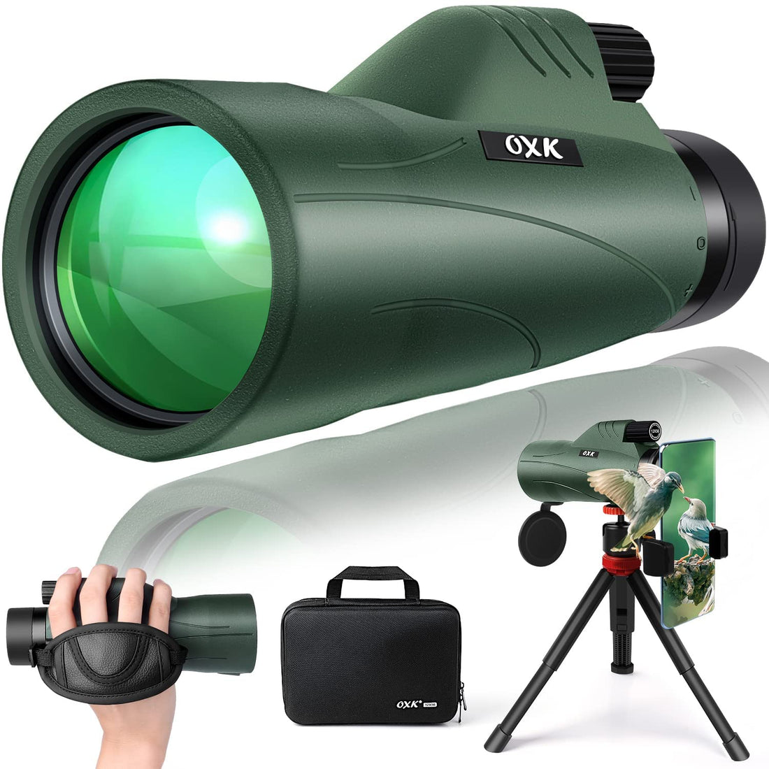 12x56 High Power Monocular Telescope with Smartphone Adapter Tripod Travel Bag, Larger Vision Monoculars for Adults with