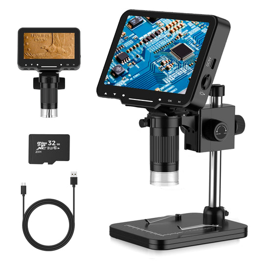 LCD Digital Microscope,4.3 Inch 1080P 10 Megapixels,10MP Camera Video Recorder with HD Screen,1-1000X Magnification Zoom