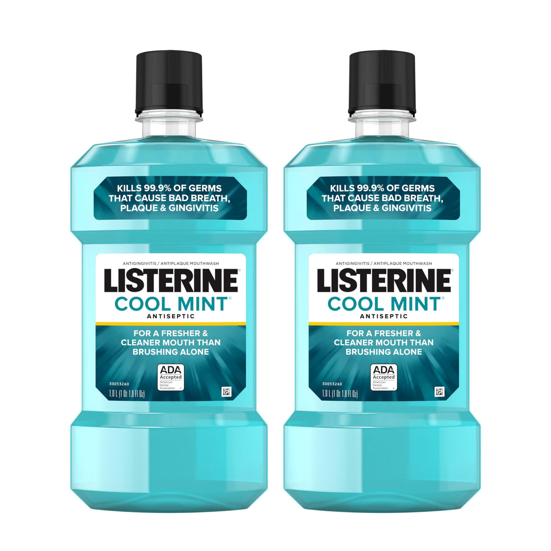 Listerine Cool Mint Mouthwash, Kills 99.9% of Germs That Cause Bad Breath, Plaque and Gingivitis, Antiseptic, Cool Mint