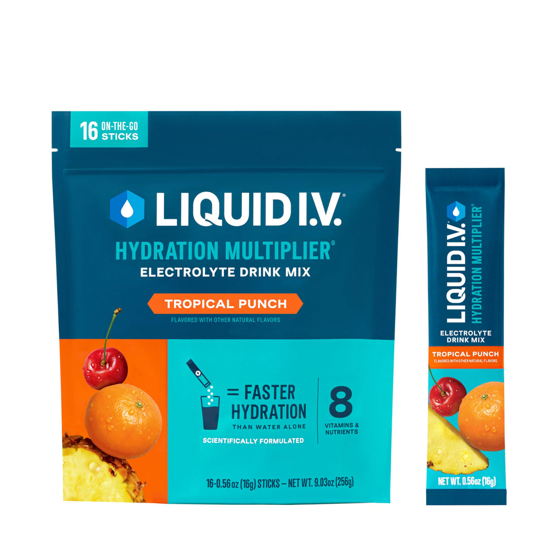 Liquid I.V.® Hydration Multiplier - Tropical Punch | Electrolyte Powder Drink Mix | 1 Pack (16 Servings) Drugstore by Liquid