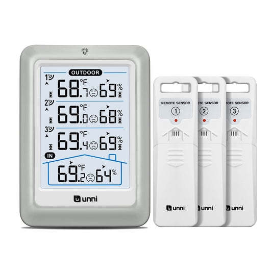 Indoor Outdoor Thermometer Wireless, 4.5 Inch Display Digital Hygrometer Thermometer Temperature Humidity Monitor with 330ft
