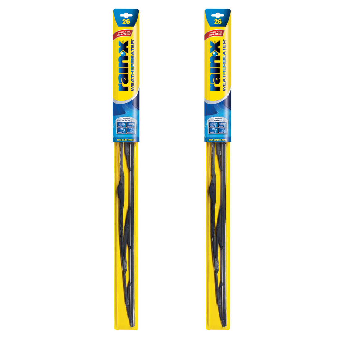 Rain-X 820246 WeatherBeater Wiper Blades, 26" Windshield Wipers (Pack of 2), Automotive Replacement Windshield Wiper Blades