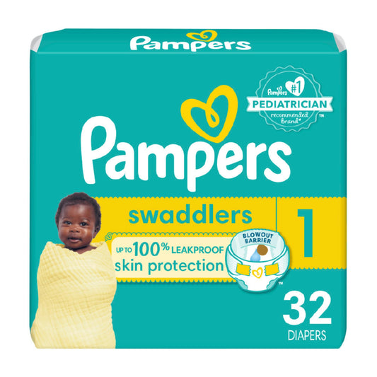 Pampers Baby Diapers - Swaddlers - Size 1, 32 Count, Ultra Soft Disposable Infant Diaper Drugstore by Pampers