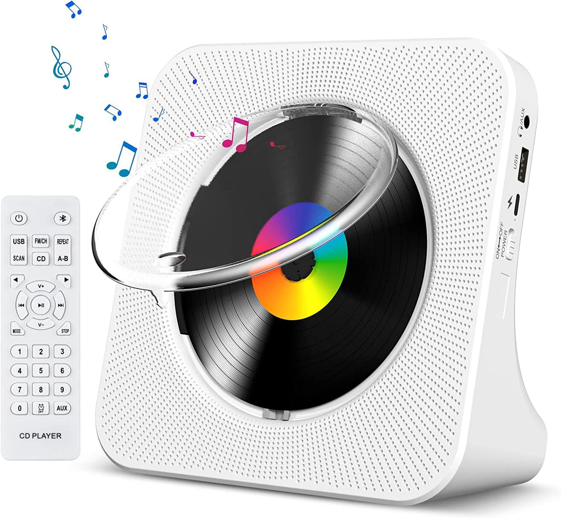 Gueray CD Player Portable Bluetooth Desktop CD Player for Home with Timer Built-in HiFi Speakers with LCD Screen Display