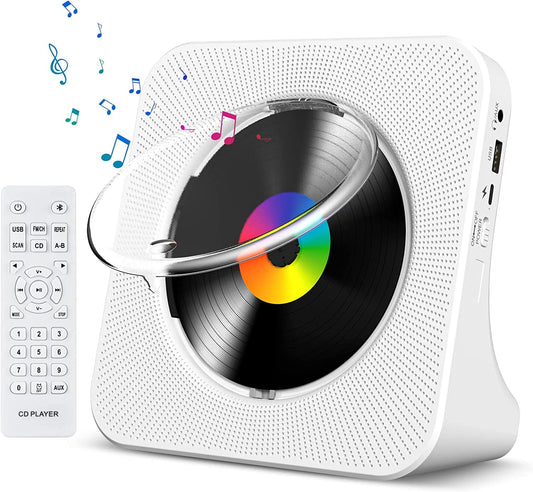 Gueray CD Player Portable Bluetooth Desktop CD Player for Home with Timer Built-in HiFi Speakers with LCD Screen Display
