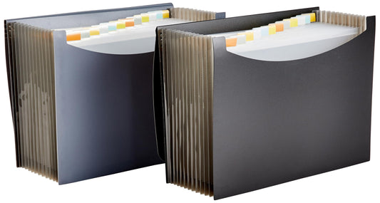 Amazon Basics Expanding Organizer File Folder, Letter Size - Black & Gray, 2-Pack - PCTechSupply.com