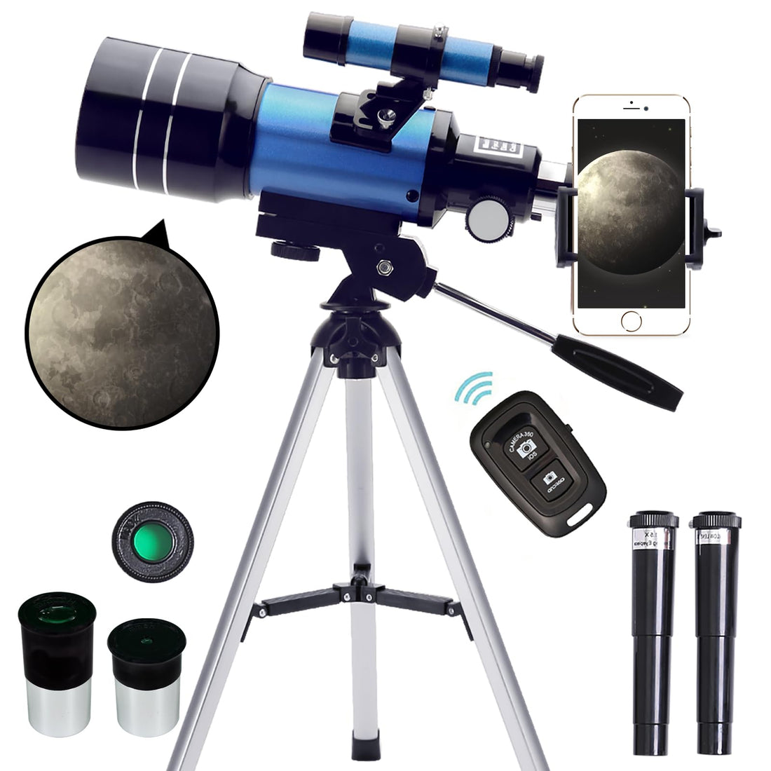 ToyerBee Telescope for Adults & Kids, 70mm Aperture (15X-150X) Portable Refractor Telescopes for Astronomy Beginners, 300mm