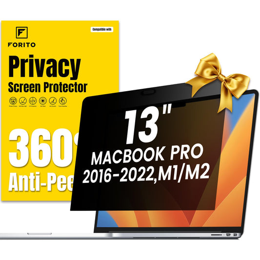 F FORITO 360° Privacy Screen Protector Compatible with MacBook Pro 13 inch (2016, 2017, 2018, 2019, 2020, 2021, 2022, M1,