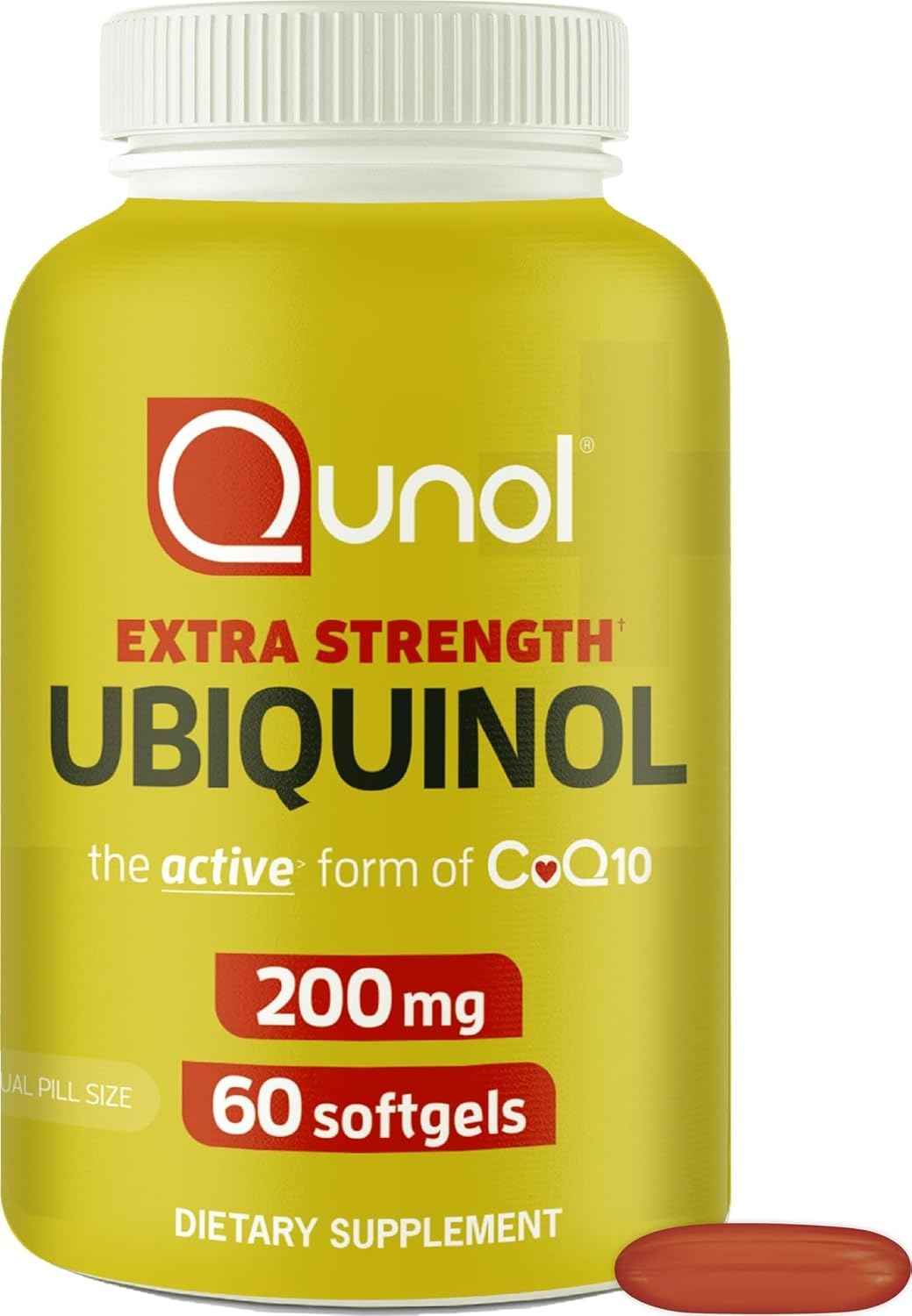 Qunol Ubiquinol 200mg, Extra Strength, Powerful Antioxidant, 60 Softgels | #1 Cardiologist Recommended Supplement for Heart Health, Coenzyme Q10 Supplement to support Vascular Health & Cellular Energy