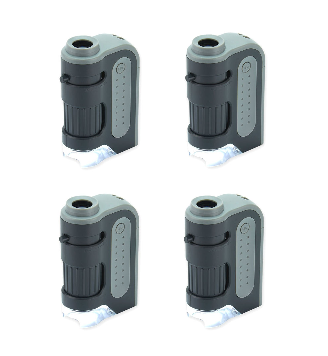 Carson MicroBrite Plus 60x-120x Power LED Lighted Pocket Microscope - Set of 4 (MM-300MU),Black/Grey - PCTechSupply.com