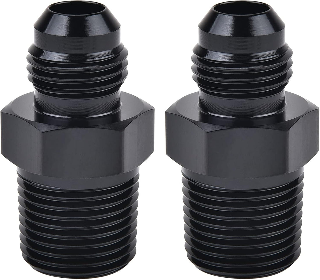 EVIL ENERGY 6AN Male Flare to 3/8" NPT Pipe Fitting Adapter Aluminum Straight Black 2PCS
