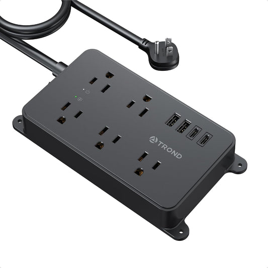 TROND Surge Protector Power Strip with USB, 10ft Extension Cord, ETL Listed