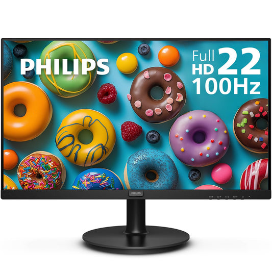 PHILIPS 22 inch Class Thin Full HD (1920 x 1080) Monitor, 100Hz Refresh Rate, VESA, HDMI x1, VGA x1, LowBlue Mode, Adaptive